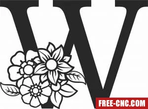 Monogram letter w with flowers - Download free dxf for cnc plasma cutting