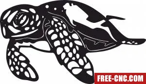 Sea turtle scuba diver dxf vector - Free dxf files ready to cut