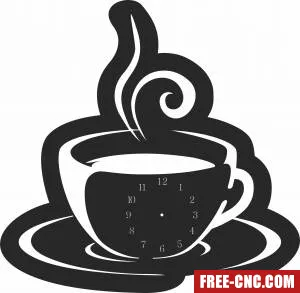 Coffe cup wall clock - Free dxf for laser cutting and plasma