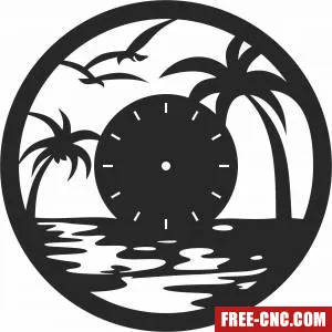 Palm beach scene wall vinyl clock - Download free dxf for cnc plasma cutting