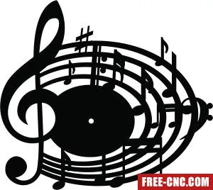 Music melody wall clock - free dxf download Music melody wall clock - free dxf download