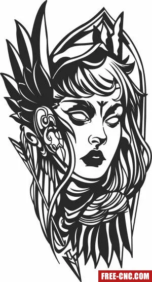 Valkyrie portrait pagan - Free dxf for laser cutting and plasma