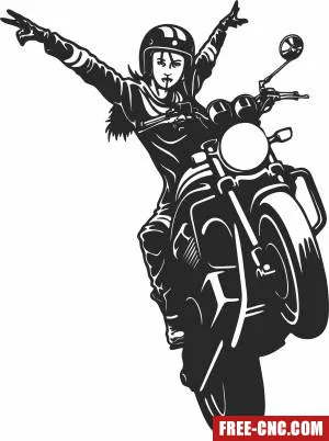 Girl women on motorcycles - Free dxf files ready to cut