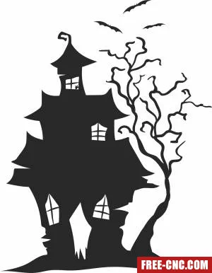 Halloween scary house clipart - Free dxf files ready to cut