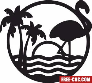 Flamingo rose beach scene - Download free dxf for cnc plasma cutting