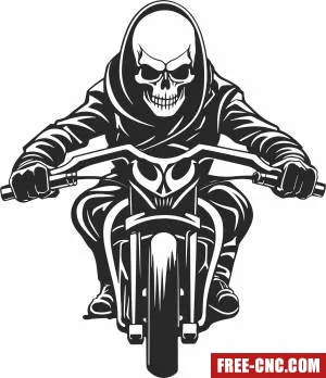 Motorcycle skeleton biker clipart - Download free dxf for cnc plasma cutting