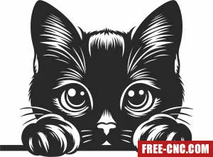 Cute black cat silhouette art - Download free dxf for cnc plasma cutting