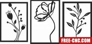 Flowers wall floral art - Free dxf download