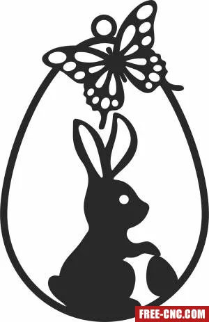 Easter egg rabbit and butterfly ornament - Download free dxf for cnc plasma cutting