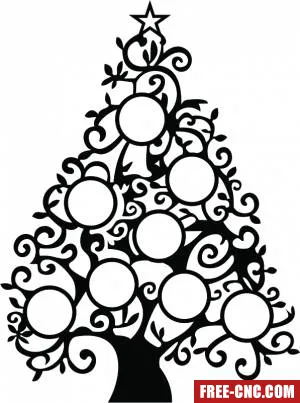 Christmas tree with family pictures holder - free dxf download