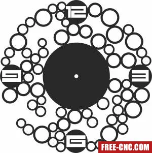 Decorative circles wall clock - Free dxf for laser cutting and plasma