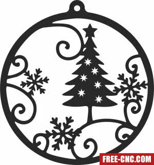 Merry christmas ornaments tree decoration - Free dxf for laser cutting and plasma