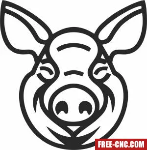 Pig head clipart - Free dxf for laser cutting and plasma