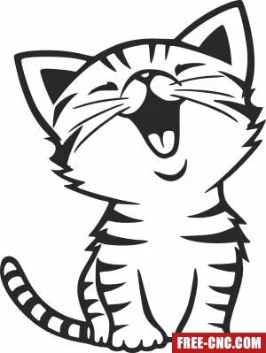 Cute cat clipart - Free dxf for laser cutting and plasma