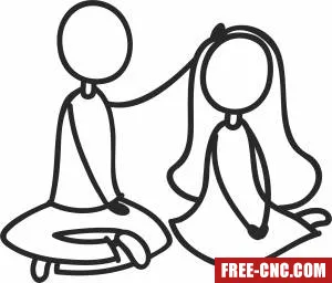 Stick figure couple - Free dxf for laser cutting and plasma