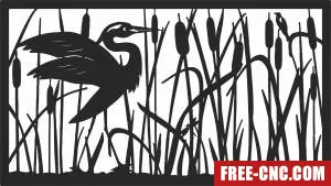 Heron scene wall art panel - Download free dxf for cnc plasma cutting