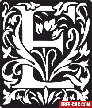 Personalized monogram initial letter e floral artwork - Download free dxf for cnc plasma cutting