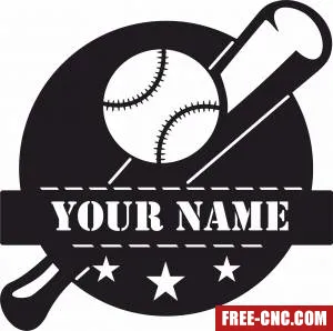 Baseball custom name monogram - Free dxf files ready to cut