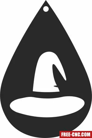 Halloween ornament silhouette witch hat - Download free dxf for cnc plasma cutting