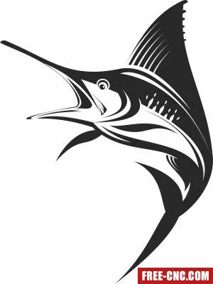 Marlin fish cliparts - Free dxf download