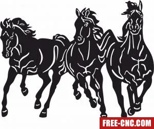 Horse runing scene clipart - Download free dxf for cnc plasma cutting