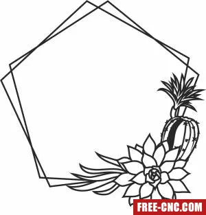 Hexagon floral frame wall art - Download free dxf for cnc plasma cutting