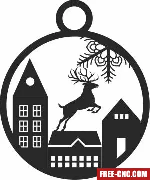 Deer christmas ornament cliparts - Free dxf files ready to cut